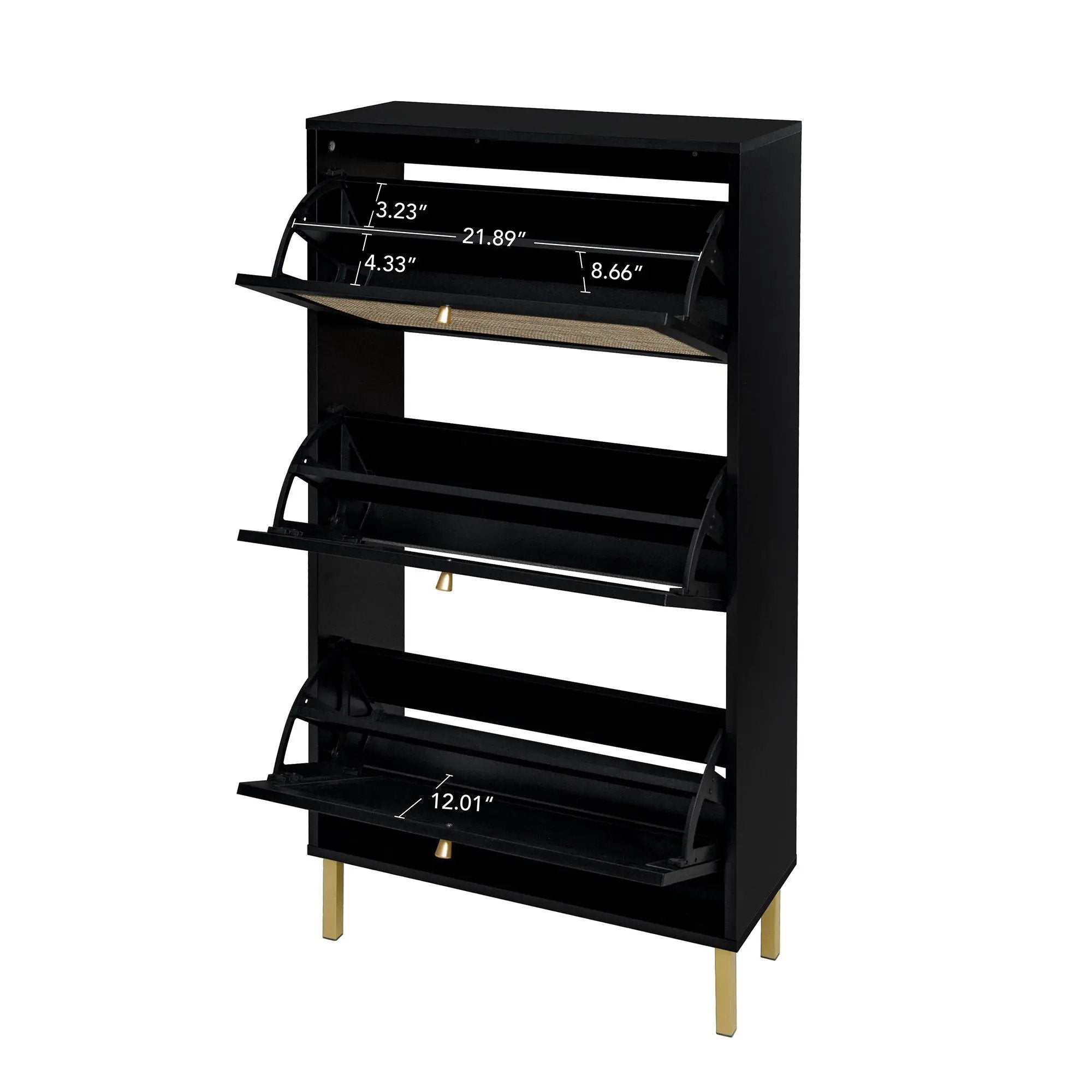 Modern Rattan 3 Door Shoe Rack Cabinet for Entryway by HouseOfZazla