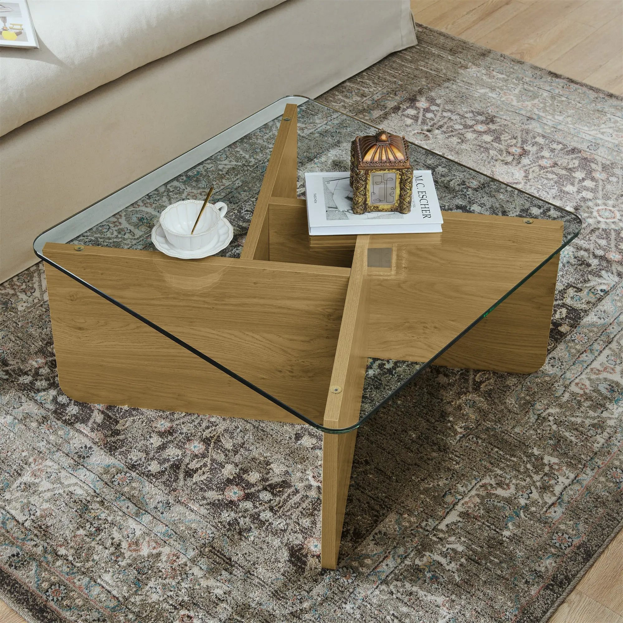 Mid-Century Modern 31.5 Inch Glass Coffee Table by HouseOfZazla