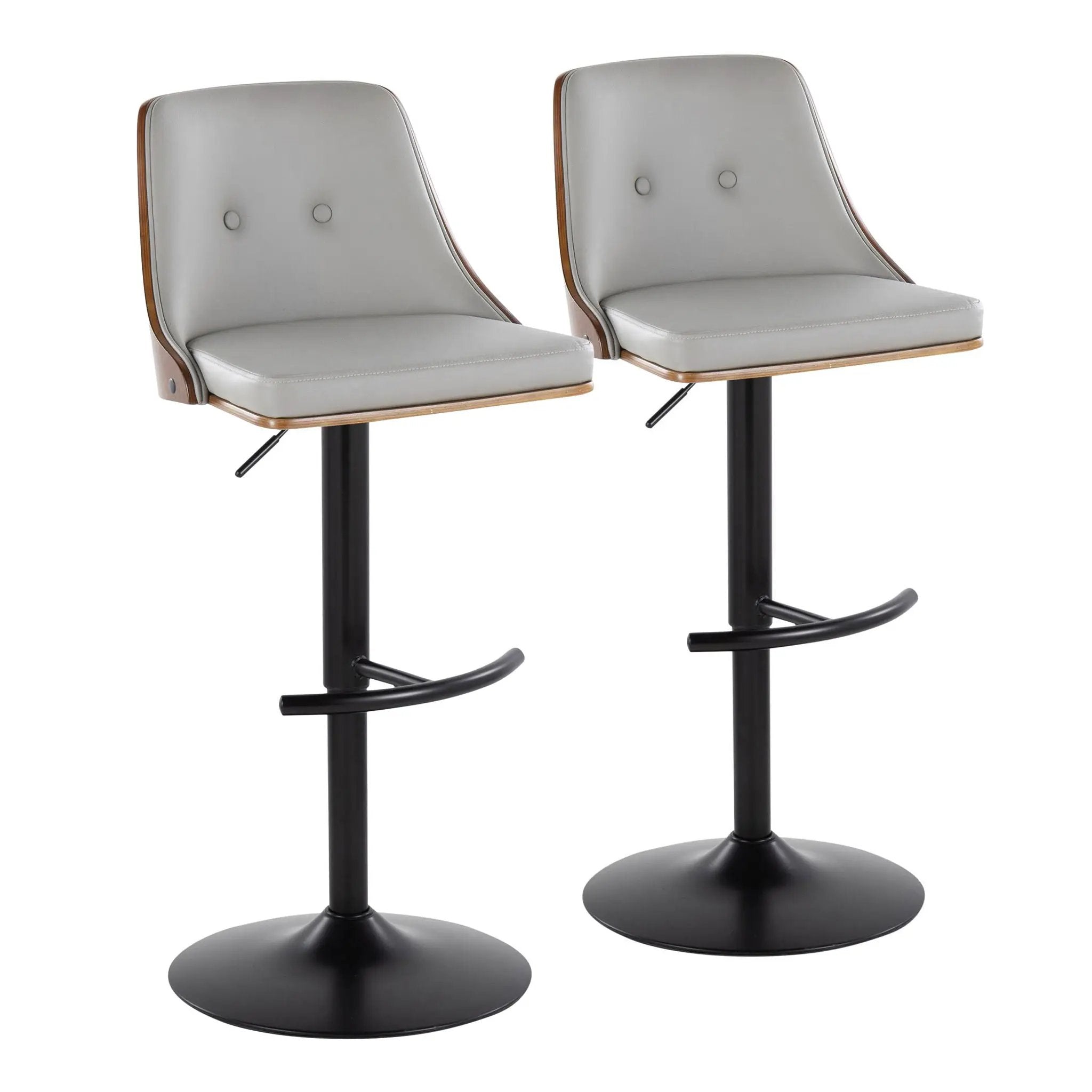Gianna - Mid Century Modern Adjustable Barstool, Swivel With Rounded T Footrest (Set of 2) by HouseOfZazla