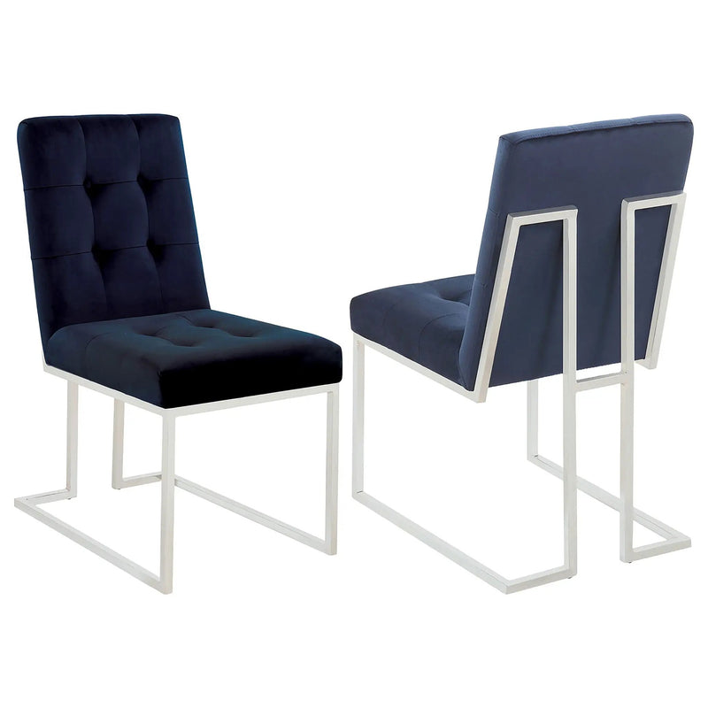 Cisco Velvet Upholstered Dining Side Chair Chrome (Set of 2) by Unique Piece Furniture