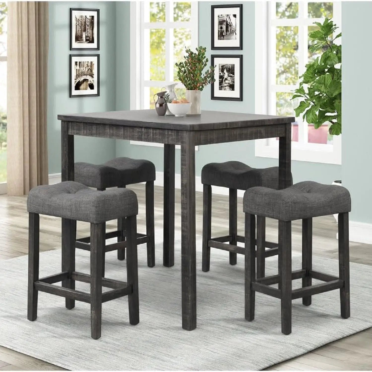 Transitional Style Counter Height Dining Stool With Footrest (Set of 2) by HouseOfZazla
