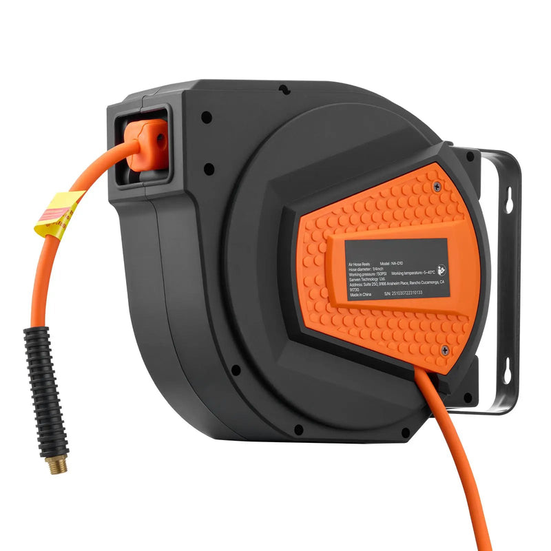 Retractable Air Hose Reel, 1/4 Inch x 50 FT Hybrid Air Hose Max 300PSI by HouseOfZazla