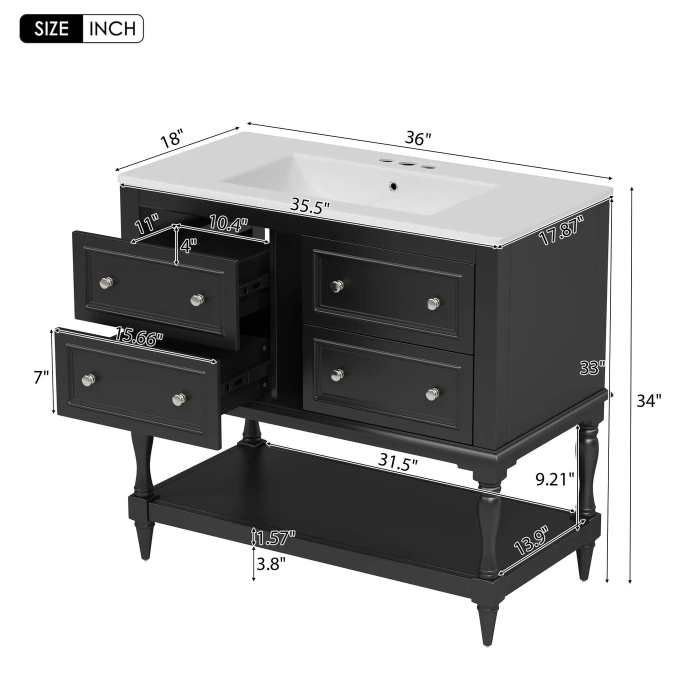 Bathroom Vanity Cabinet With Undermount Sink - 4 Drawer Set by HouseOfZazla