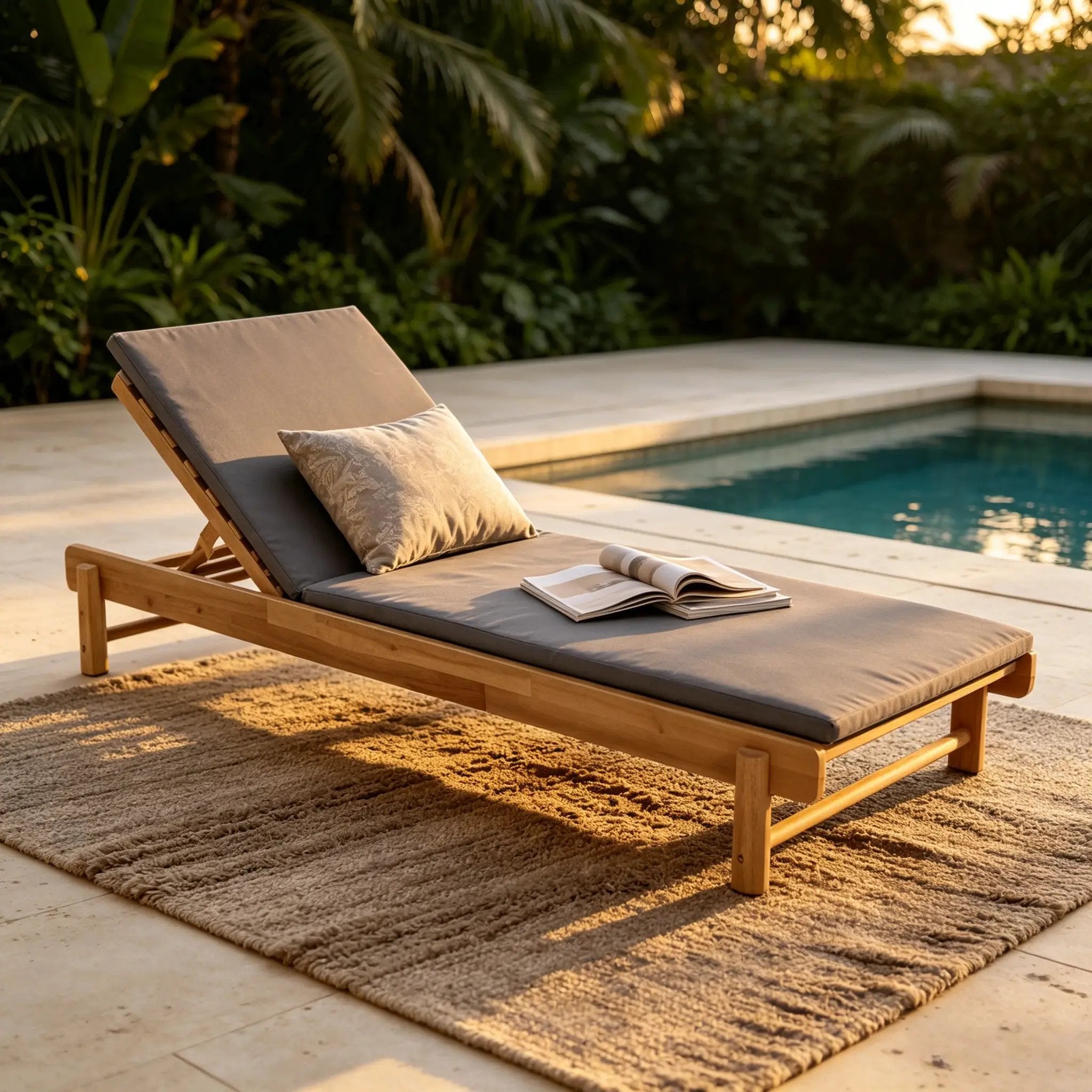 Light Teak Acacia Wood Chaise Lounge Set by HouseOfZazla