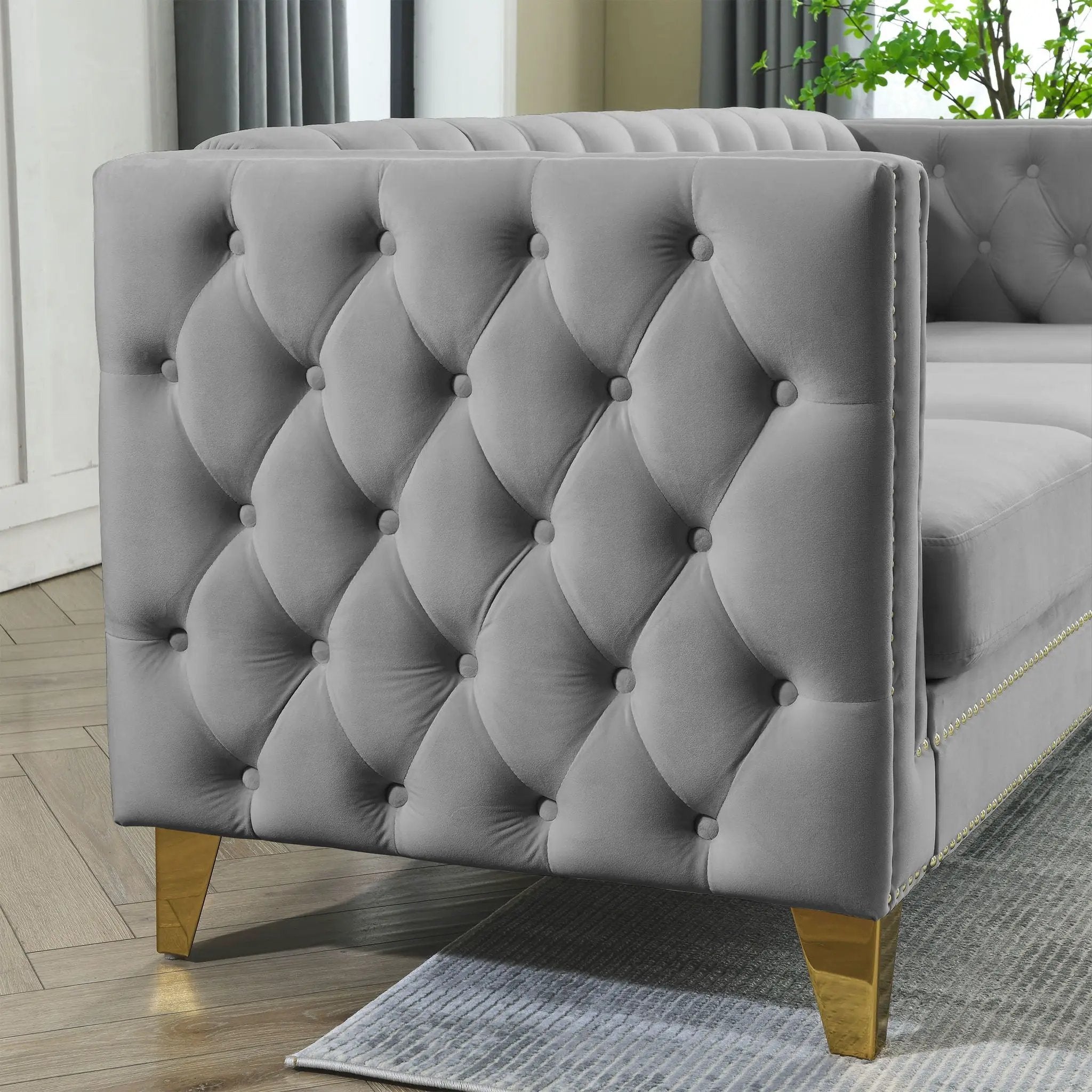 Upholstered Couch Sofa With Button Tufting For Living Room by HouseOfZazla