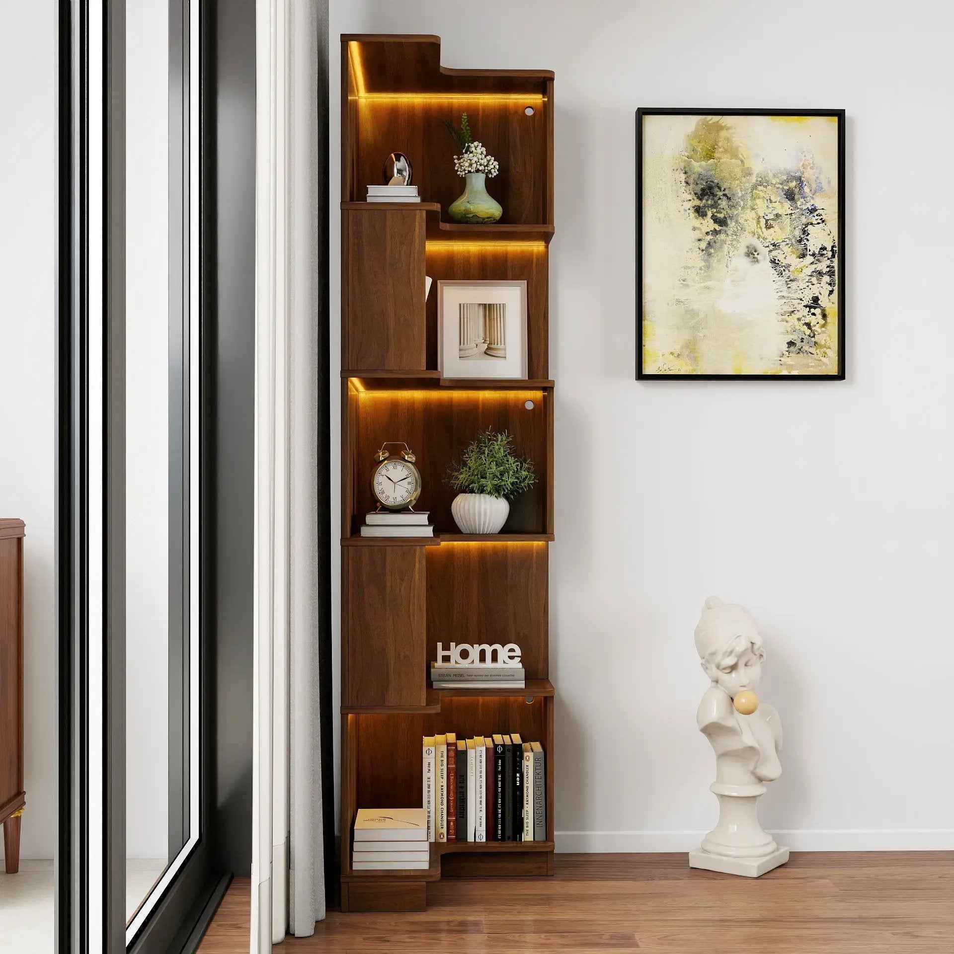 Corner Book Shelf - 5 Tier Corner Bookshelf by HouseOfZazla