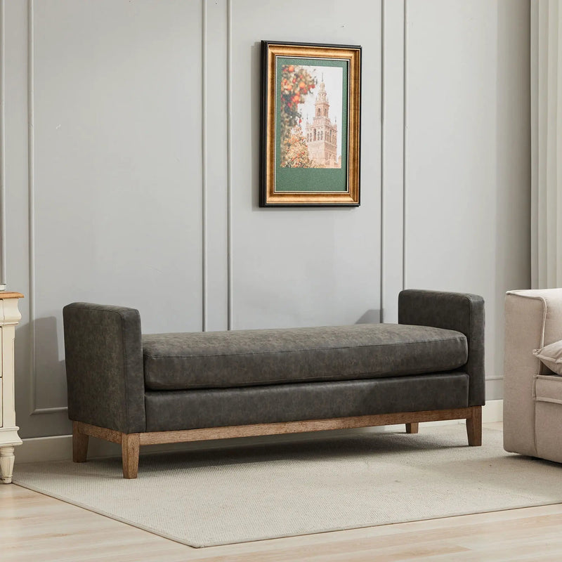 Elegant Upholstered Bench Daybed Ottoman With Bolster Pillows by HouseOfZazla