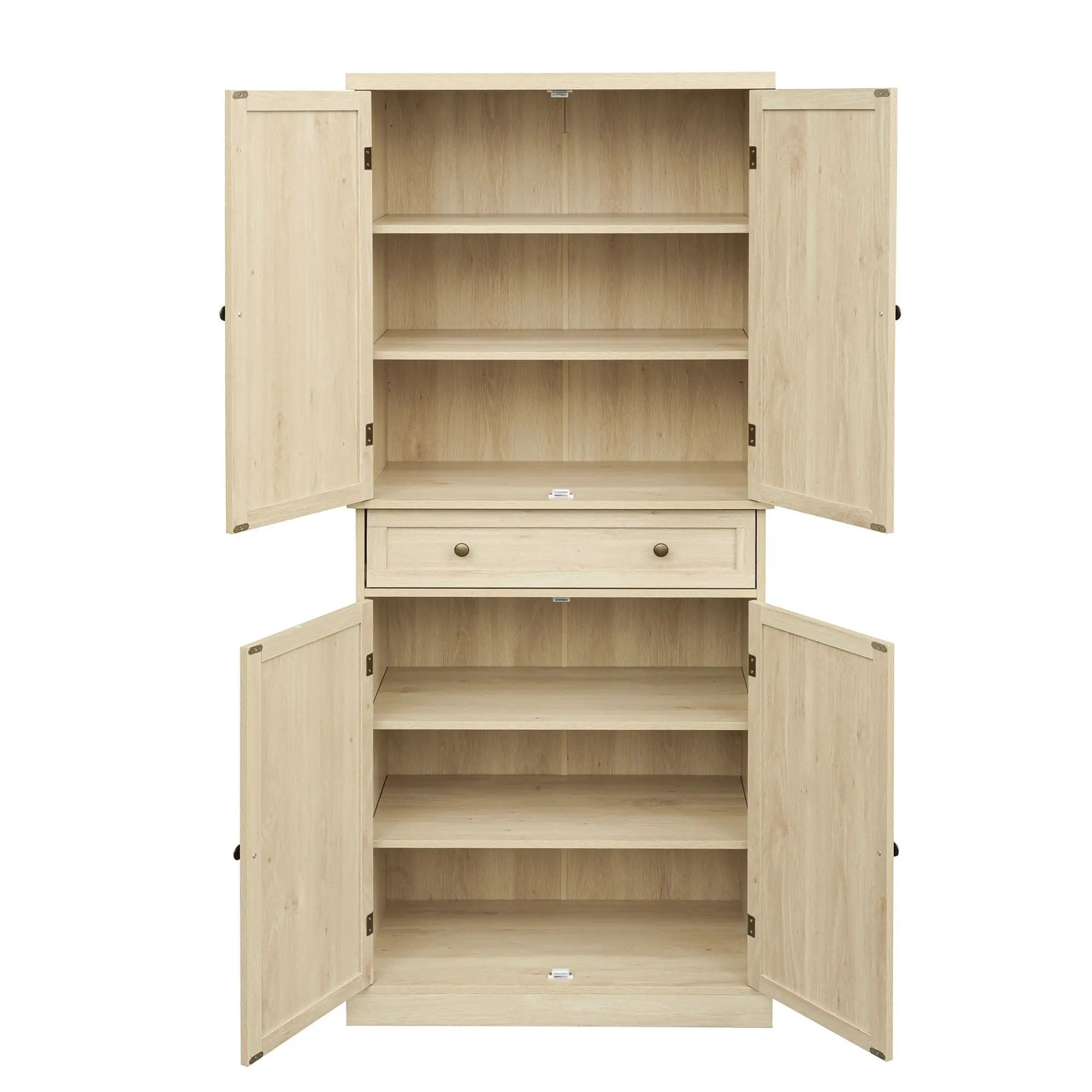 4 Door Storage Cabinet With 1 Drawer And 4 Adjustable Inner Shelves - Natural by HouseOfZazla