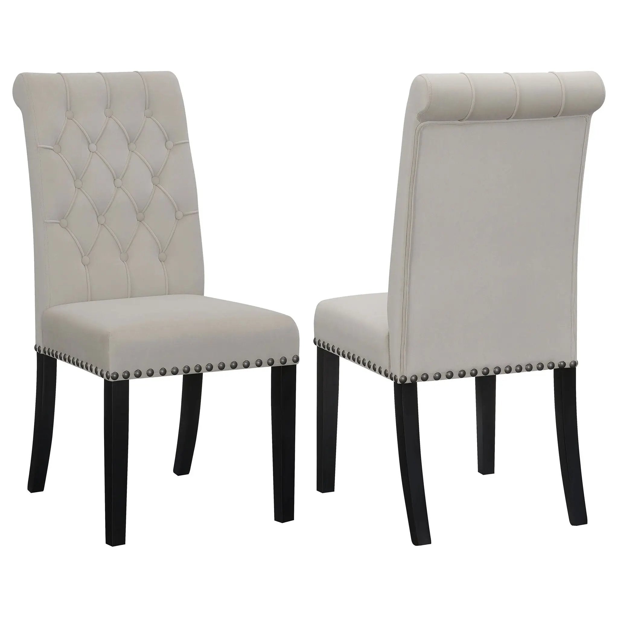 Alana Velvet Upholstered Dining Side Chair Sand (Set of 2) by Unique Piece Furniture