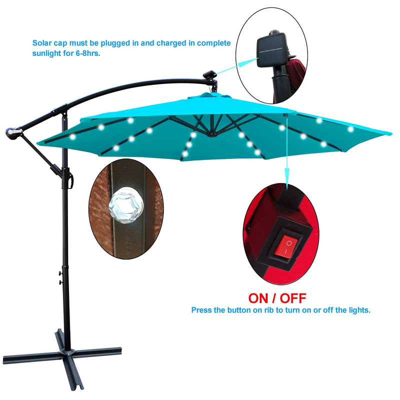 10 ft Outdoor Patio Umbrella Solar Powered LED Lighted Sun Shade by HouseOfZazla