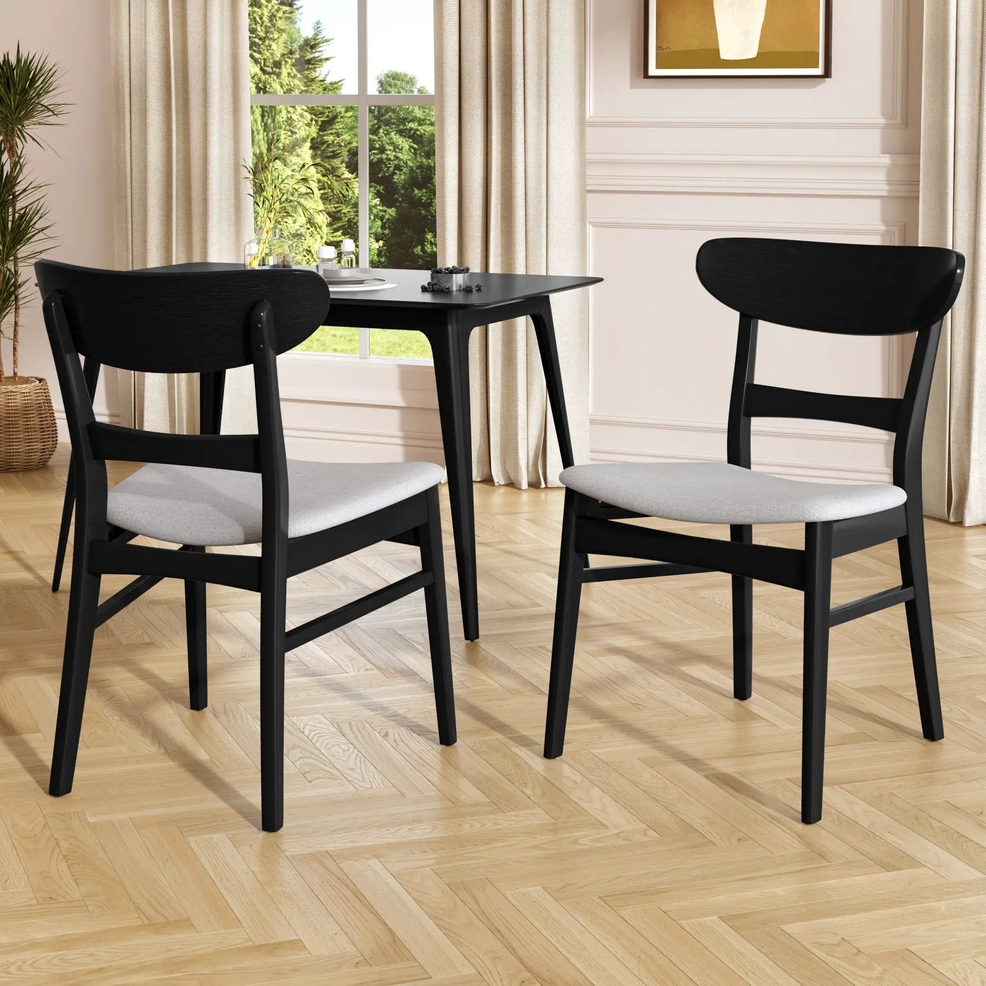 Mid Century Dining Chairs With Cushioned Seats And Wood Frame (Set of 2) by HouseOfZazla