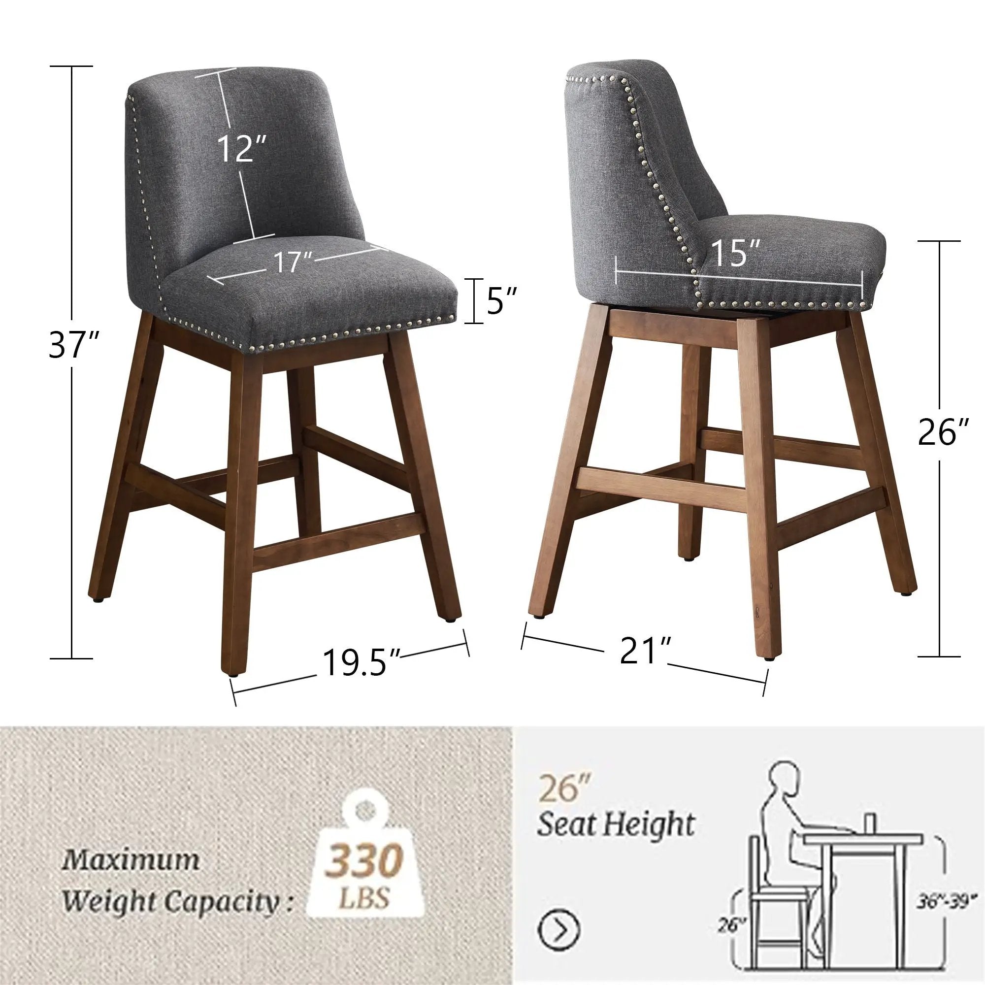 Upholstered Swivel Bar Stool by Unique Piece Furniture