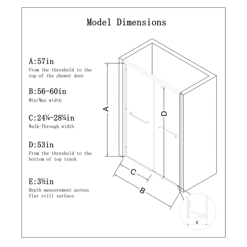 Aluminum Frame Double Double Soft Close Shower Door, Tempered Glass And Dual Stainless Steel Handles by HouseOfZazla