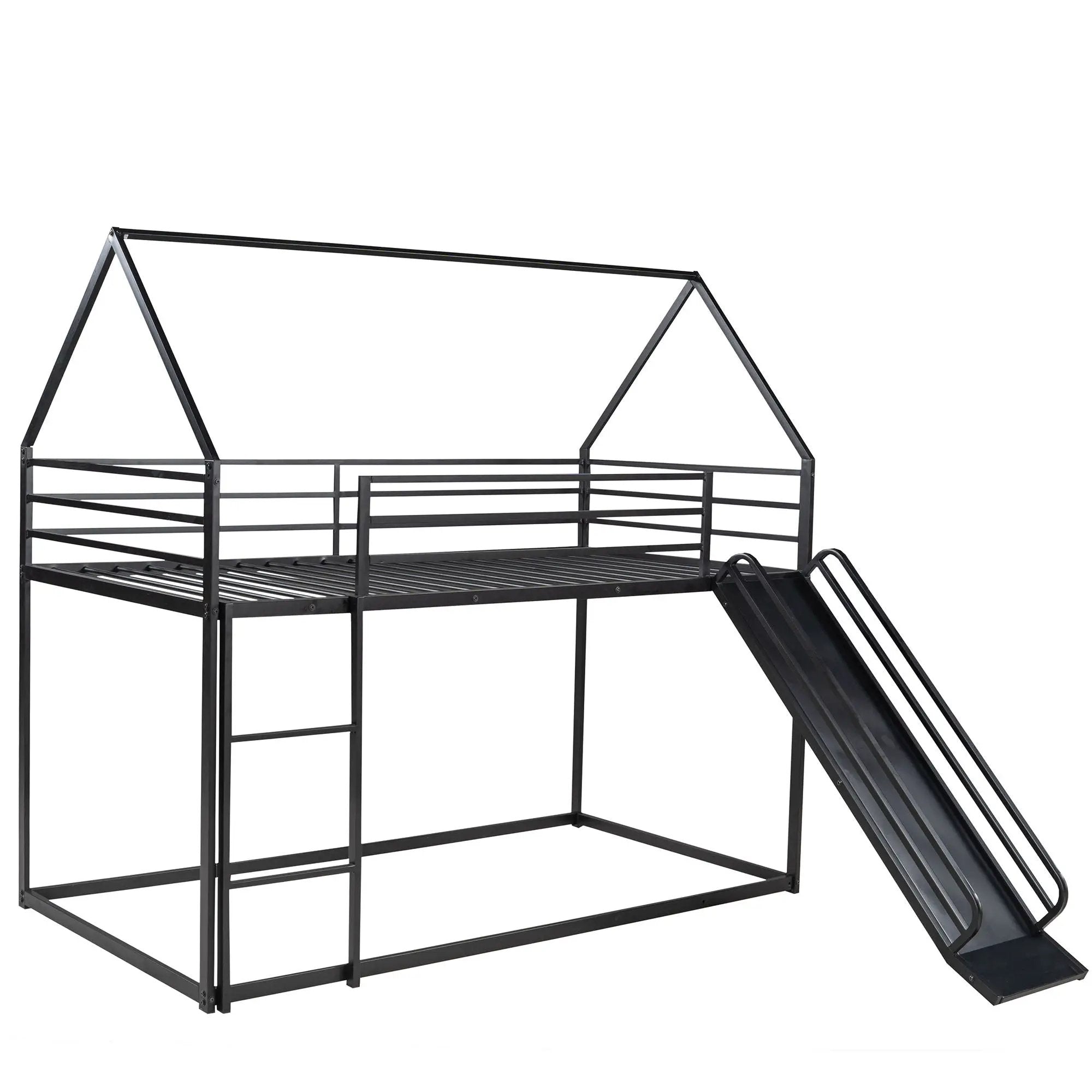 Twin Over Twin House Bunk Bed With Ladder And Slide by HouseOfZazla