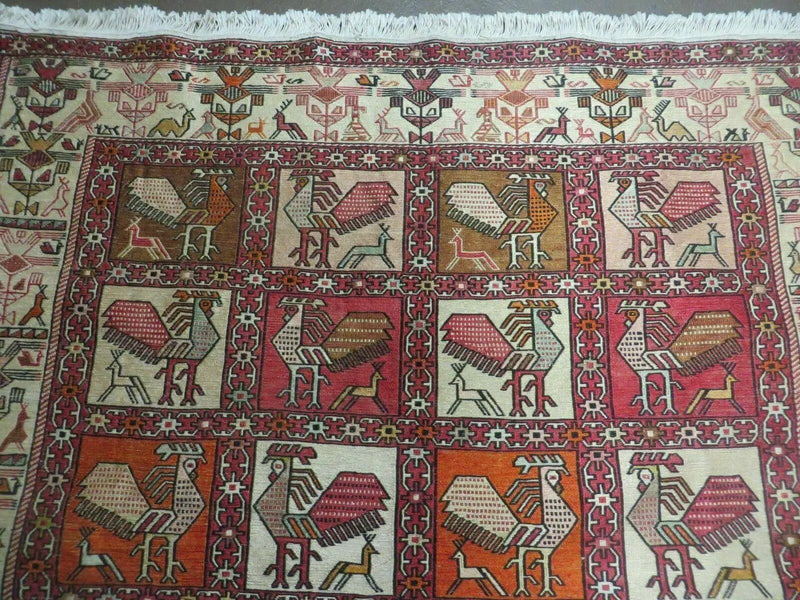 4' X 6' Vintage Russian Kilim Handmade Flat Soumak Weave Silk Wool Rug Organic by Jewel Rugs