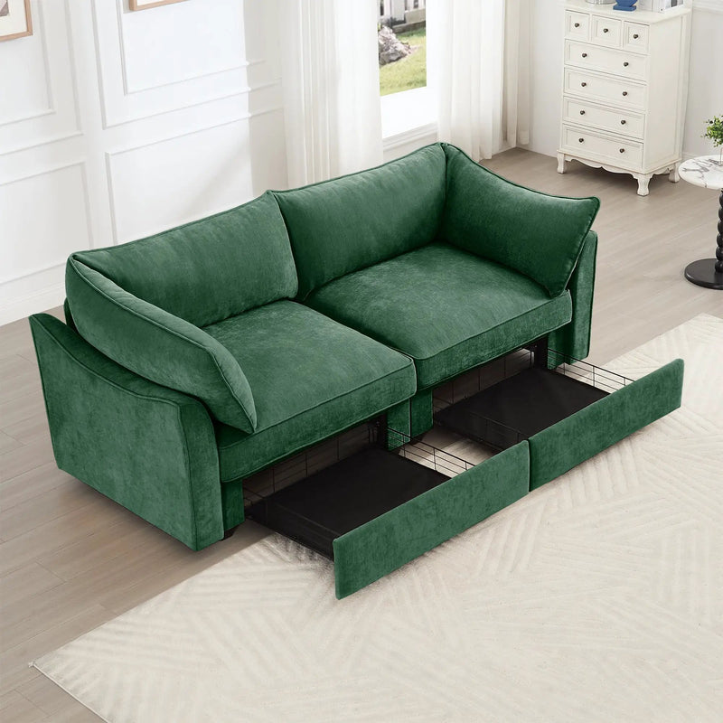 2 Seater Sofa With Pull Out Storage Drawers by HouseOfZazla