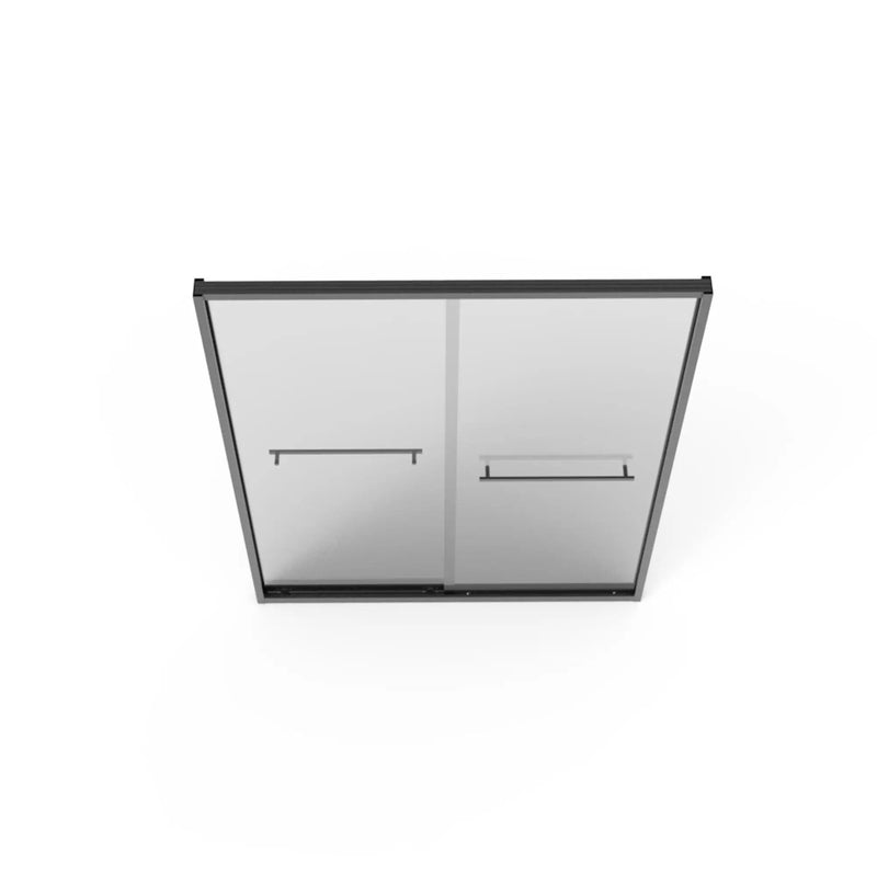 Frame Double Sliding Shower Door, Bypass Bathroom Sliding Door With Premium Clear Tempered Glass, Hardware Sliding Glass Shower Enclosure - Matte Black by HouseOfZazla