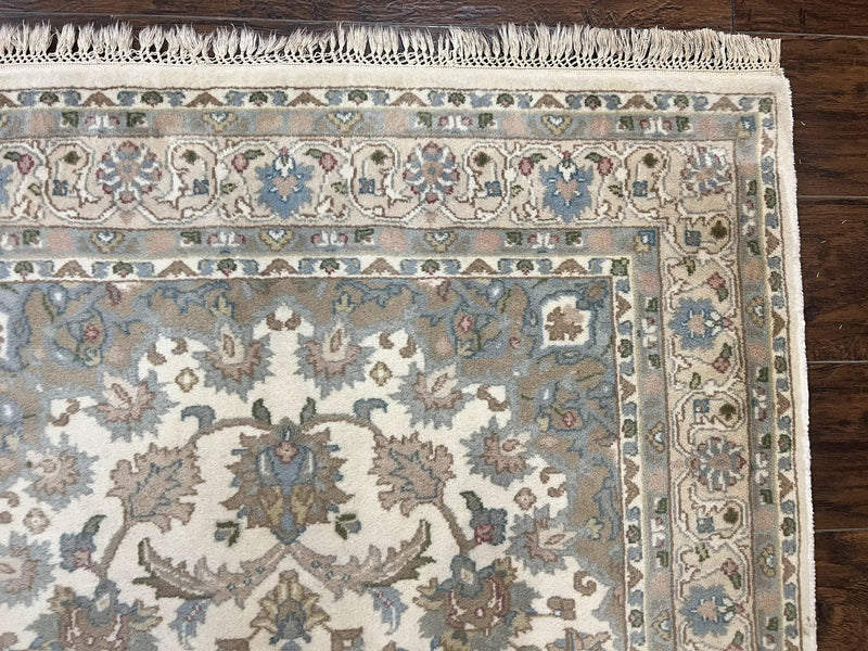 Indo Persian Rug 4x6, Floral Medallion, Beige, Handmade Wool Vintage Carpet 4 x 6 ft by Jewel Rugs