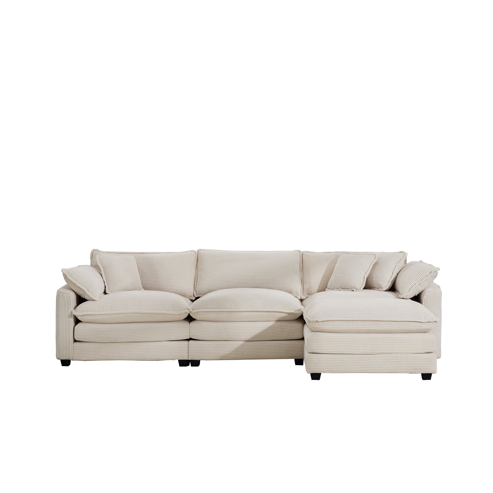 Modern Oversized Modular Cushion Sofa With Ottoman, Low Back, Deep Seating Sofa Set by Unique Piece Furniture
