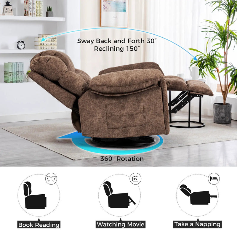 Swivel And Rocking Recliner Chair With Massage And Heating by Unique Piece Furniture