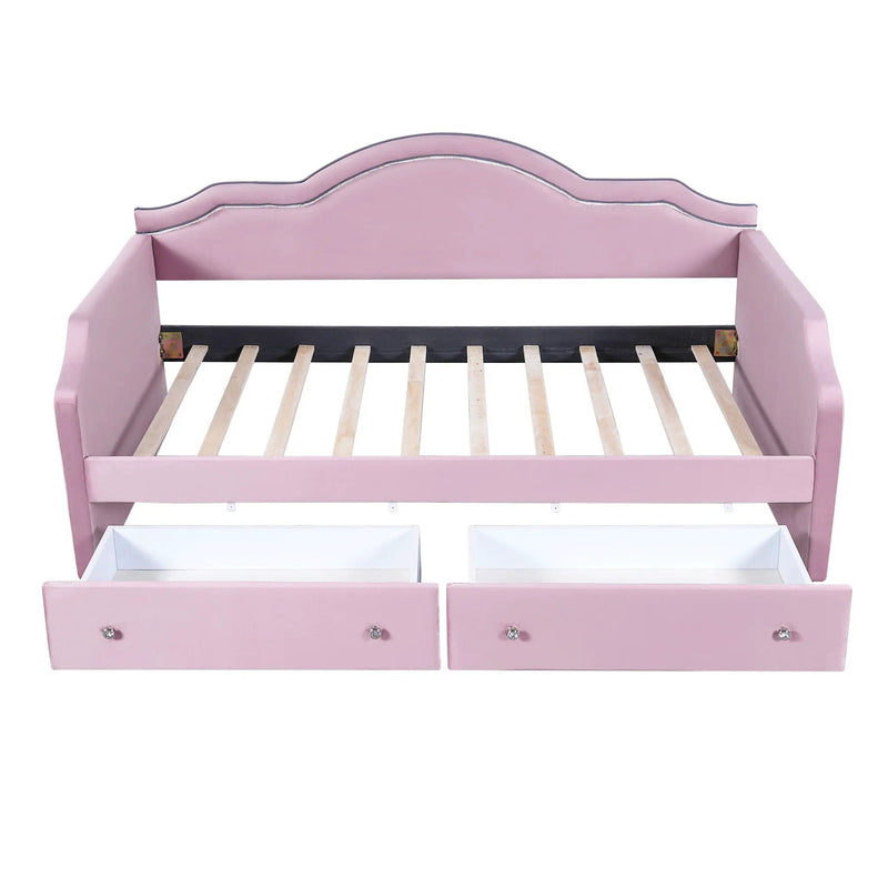 Upholstered Daybed With LED Lights And 2 Drawersme by HouseOfZazla