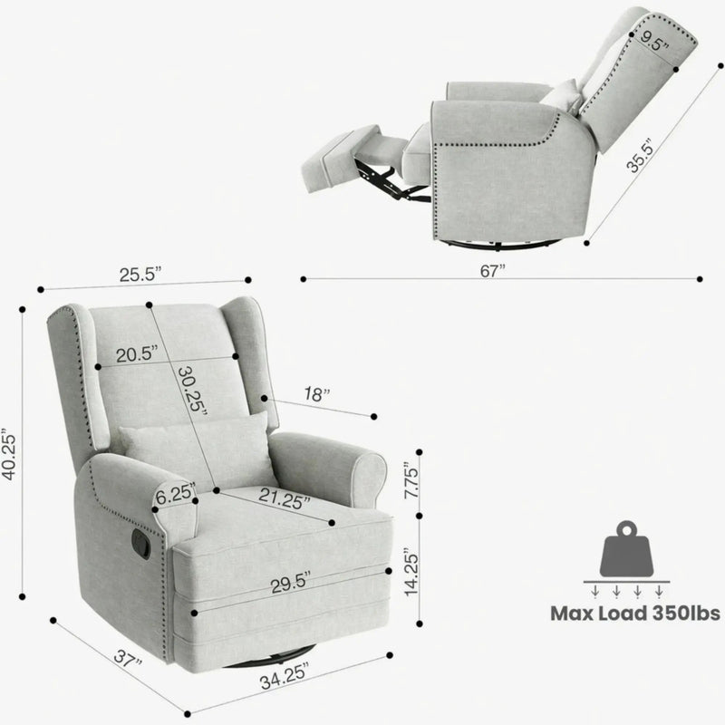 Extra Wide Swivel Recliner Glider Chair With Footrest by HouseOfZazla