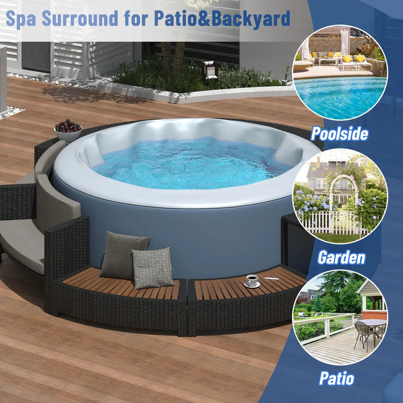 Spa Surround Spa Frame Patio Rattan Sofa Set With Storage Spaces, Mini Sofa And Comfortable Cushion For Patio, Backyard by Unique Piece Furniture