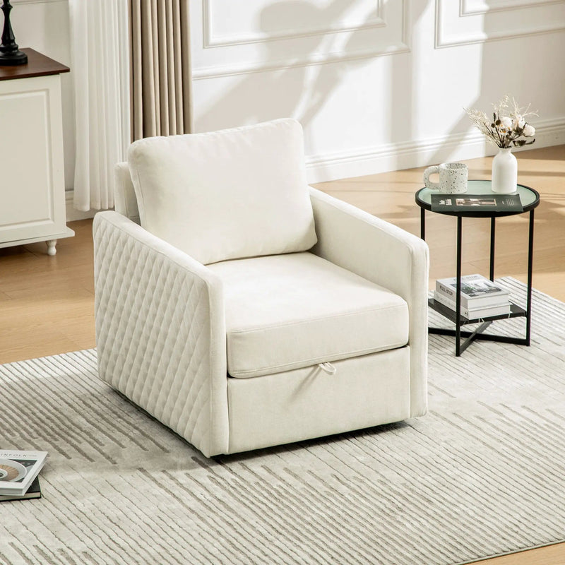 29.5''W Upholstered 360° Swivel Armchair with Hidden Storage by HouseOfZazla