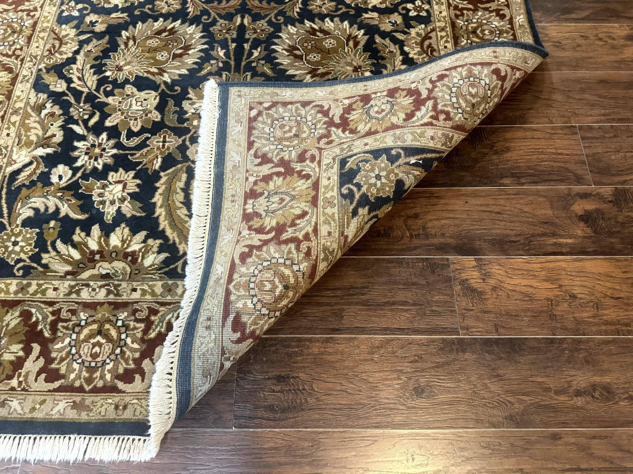 Indian Agra Rug 6x9, Floral, Traditional Rug, Dark Green Maroon Tan by Jewel Rugs