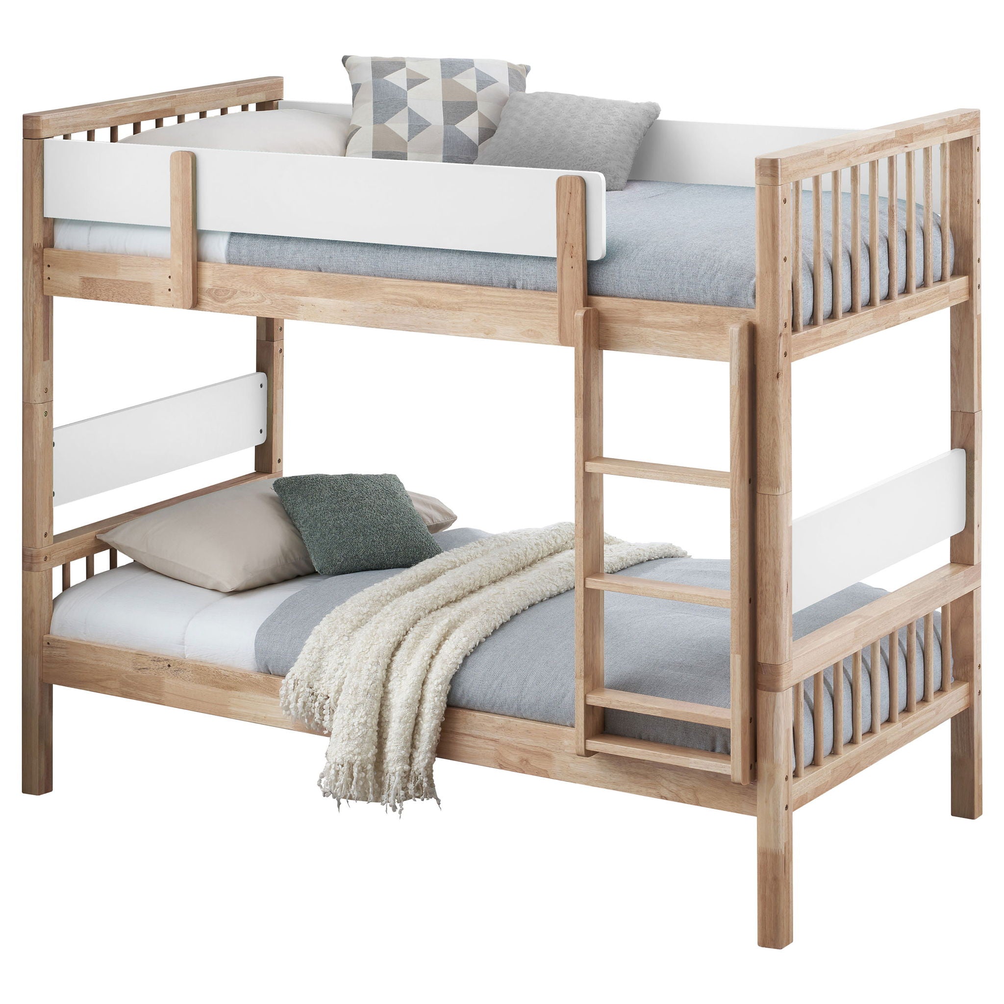 Ponderosa - Twin Over Twin Bunk Bed With Accents - Natural by HouseOfZazla