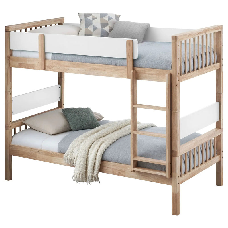 Ponderosa - Twin Over Twin Bunk Bed With Accents - Natural by HouseOfZazla