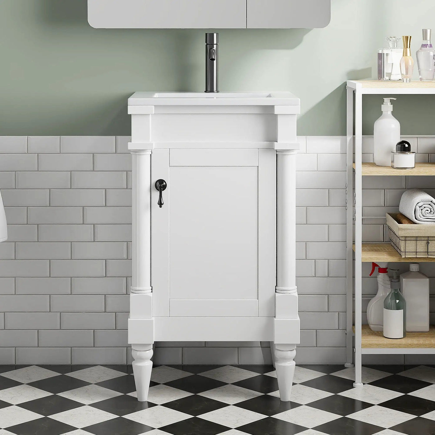 Bathroom Vanity With Sink, Storage Cabinet With Door, Drop In Sink, Compact Freestanding Design by Unique Piece Furniture