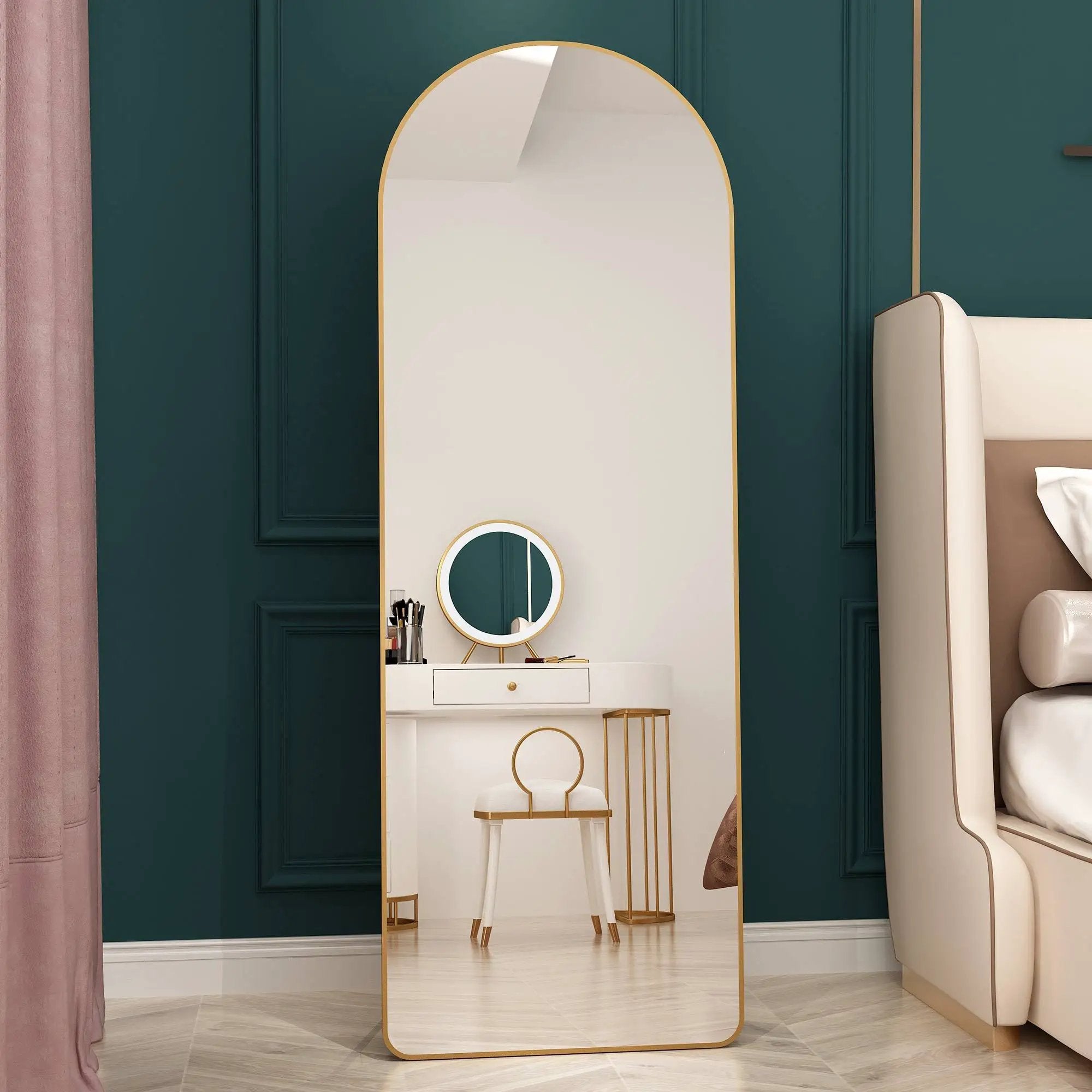 The 4th Generation Floor Mounted Full Length Mirror with Gold Frame by HouseOfZazla