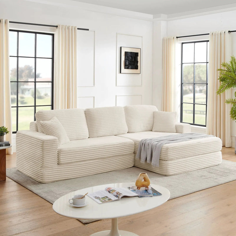 Modern Minimalist L Shape Modular Sectional Sofa, Couch by HouseOfZazla