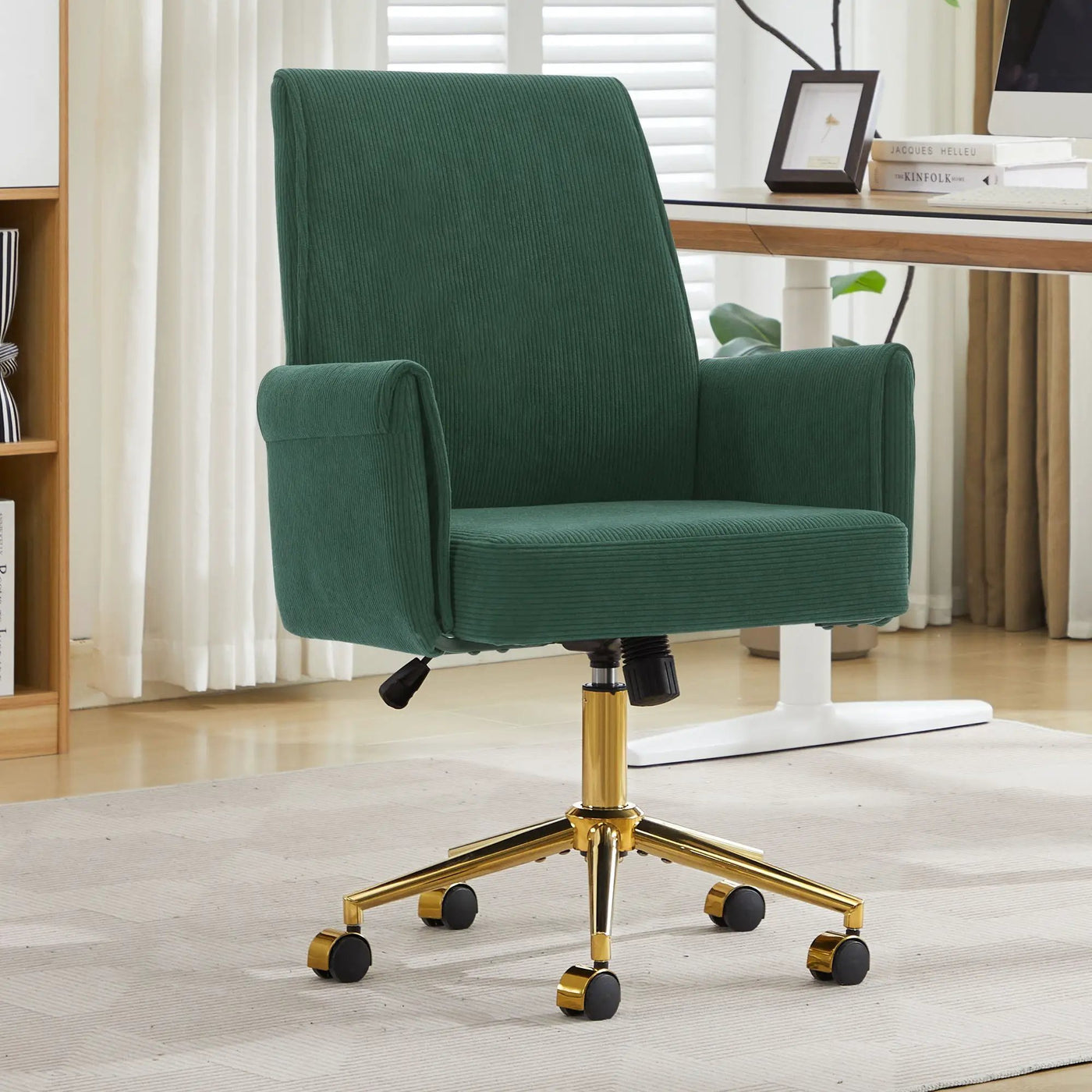 Ergonomic Mid-Back Office Chair With Gold Base by Unique Piece Furniture