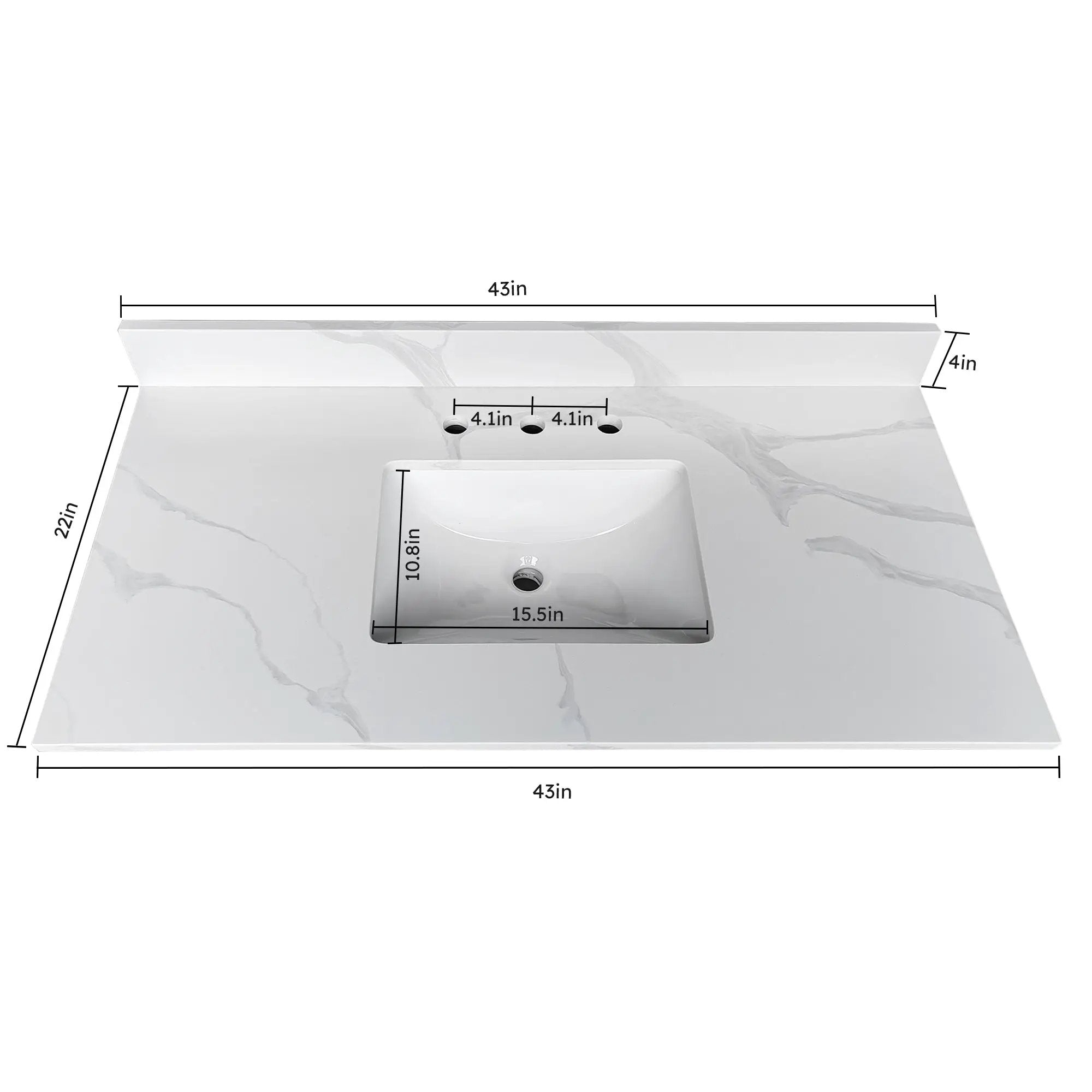 43-Inch Quartz Bathroom Vanity Top by HouseOfZazla