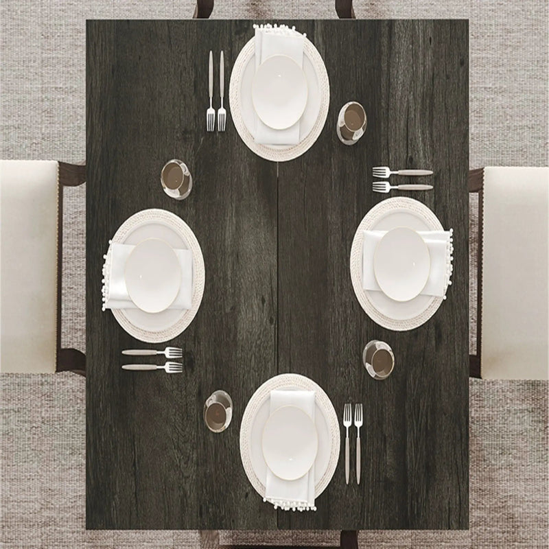 Square Dining Table For 4 With Thick Grain Top And Sturdy Pedestal Base - Gray