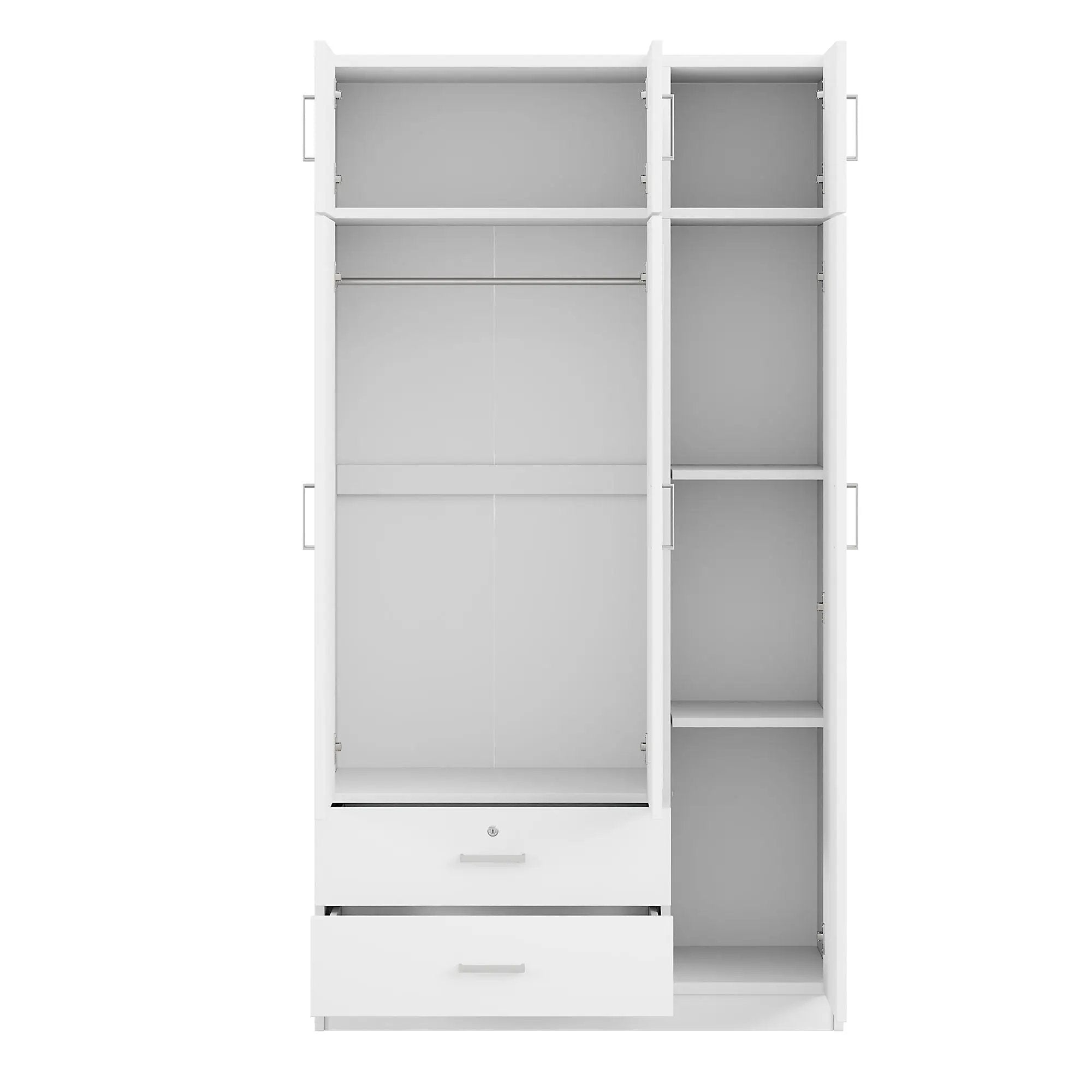 Modern 3 Door Mirror Wardrobe With 2 Drawers And Top Cabinet by HouseOfZazla
