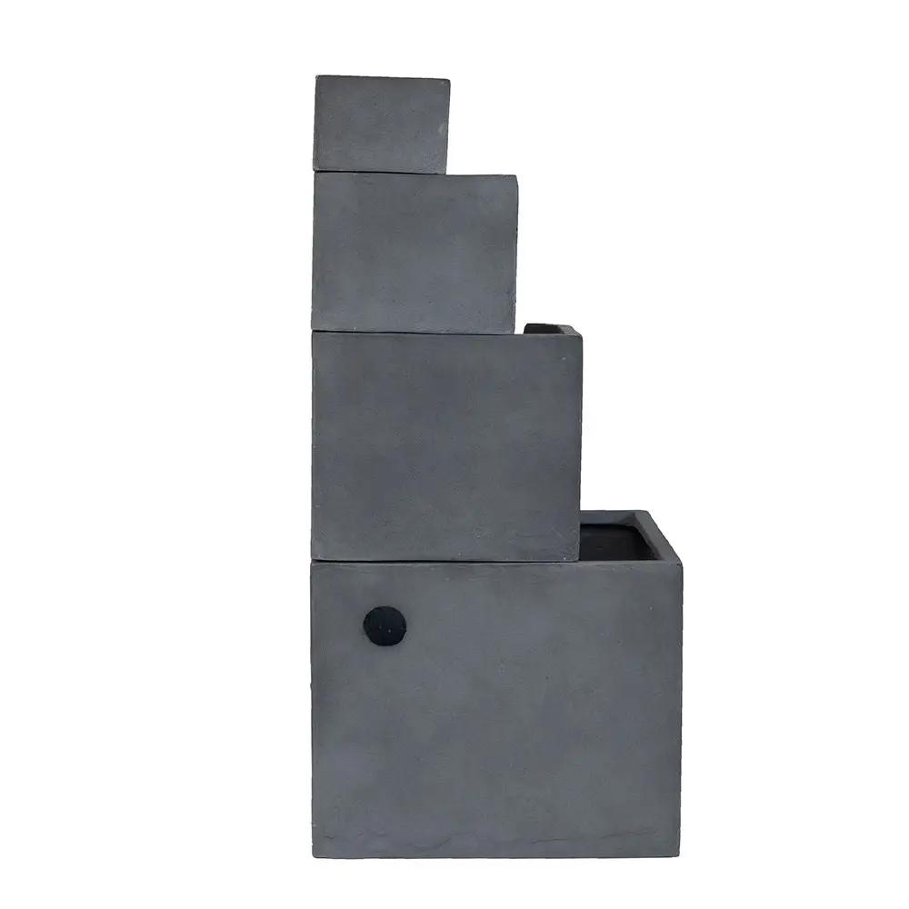 Cement 4 Tier Block Water Fountain Outdoor - Gray by Unique Piece Furniture