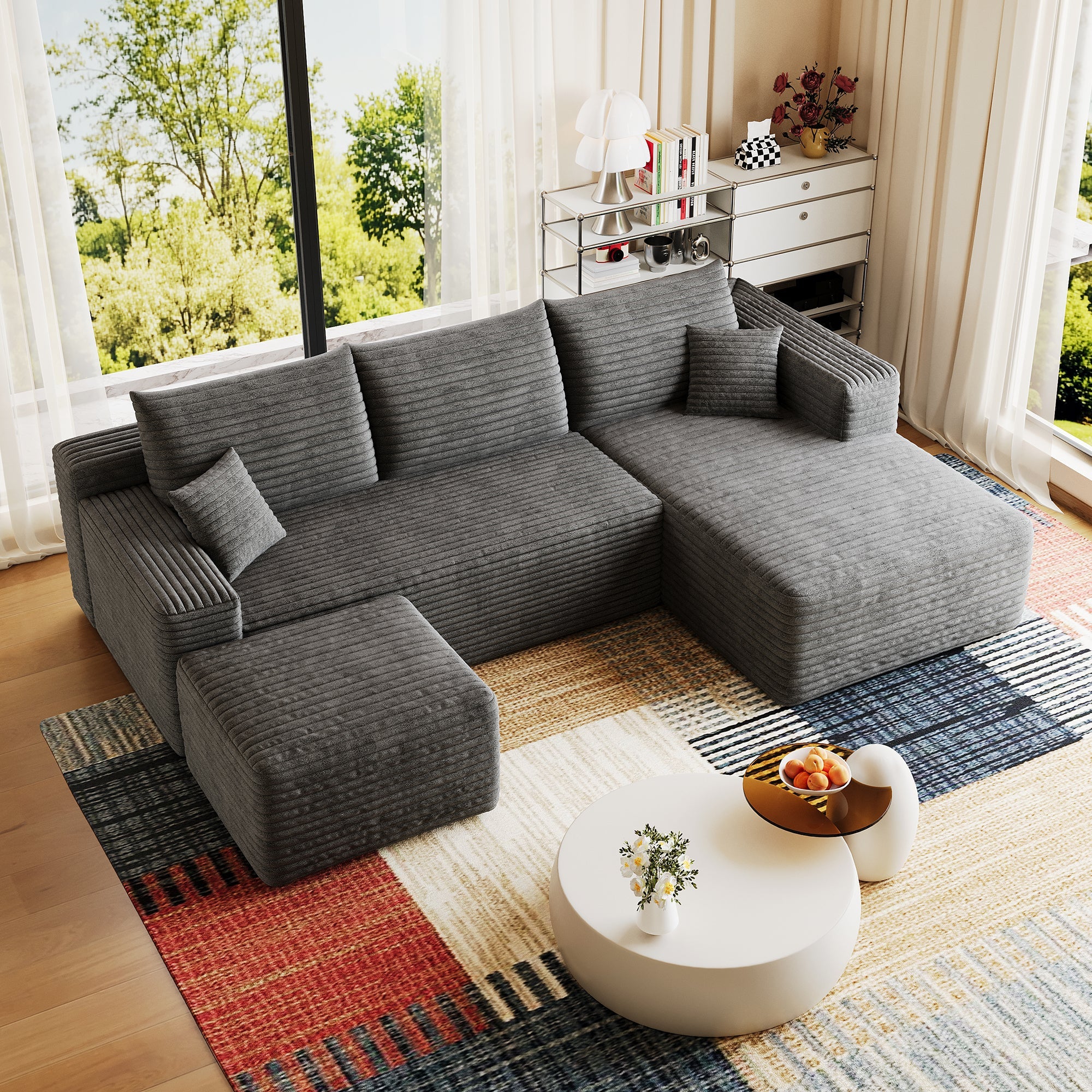 95" Cloud Sectional Sofa with Ottoman by HouseOfZazla