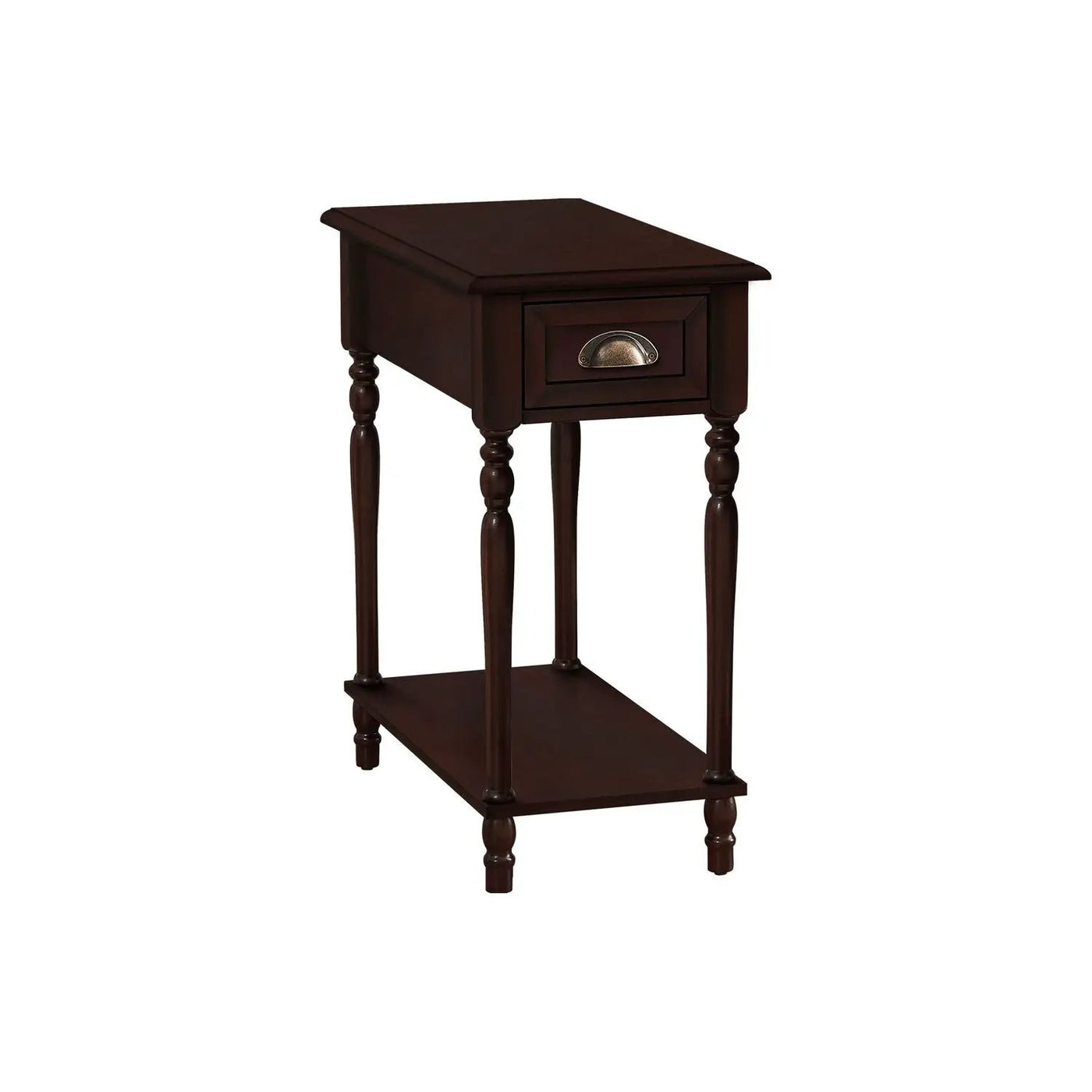 Accent Side Table, 2 Tier, Storage Drawer, Stylish Traditional Design by Unique Piece Furniture