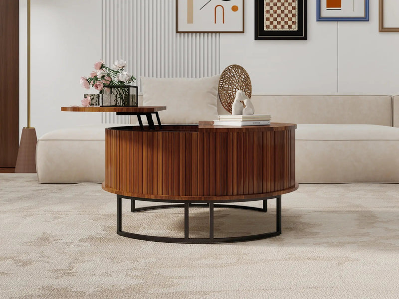 31.5" Round Coffee Table with Storage by HouseOfZazla