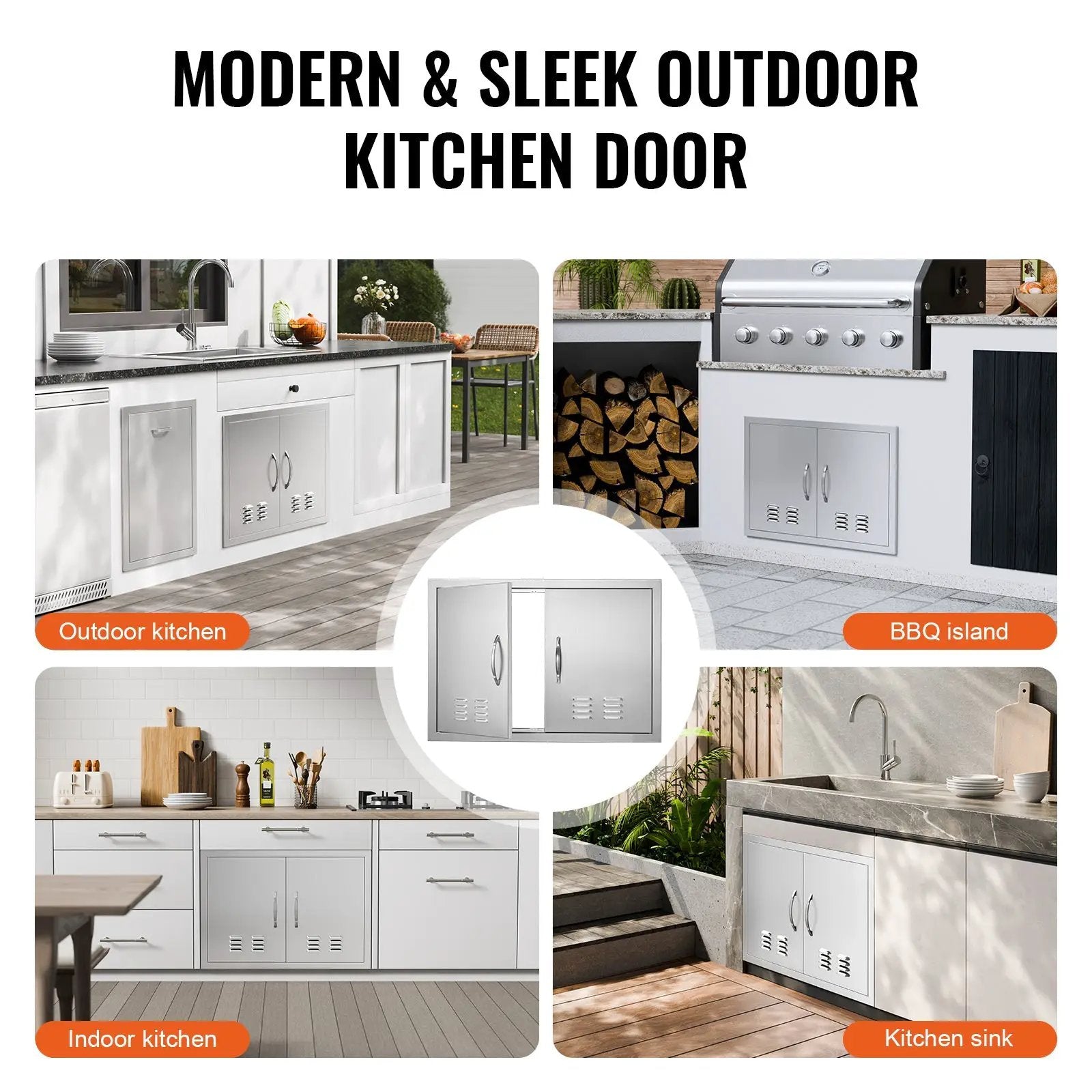 BBQ Access Door, 30W x 21H Inch Double Stainless Steel Outdoor Kitchen Door by HouseOfZazla