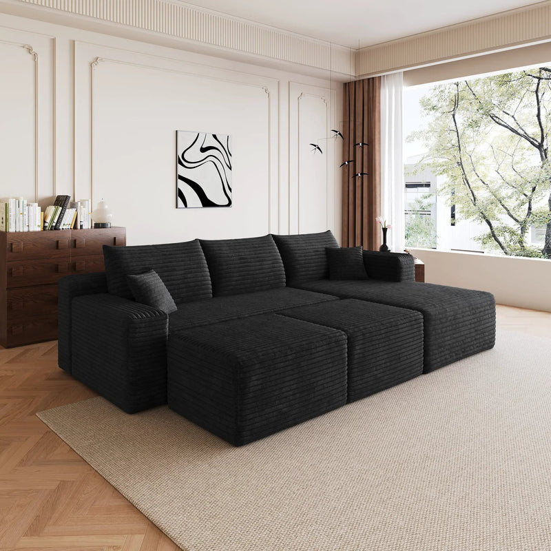 95" Cloud Sectional Sofa with 2 Ottomans by HouseOfZazla