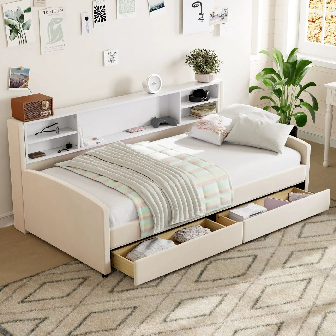 Luxurious Upholstered Platform Bed With Storage Drawers by Unique Piece Furniture