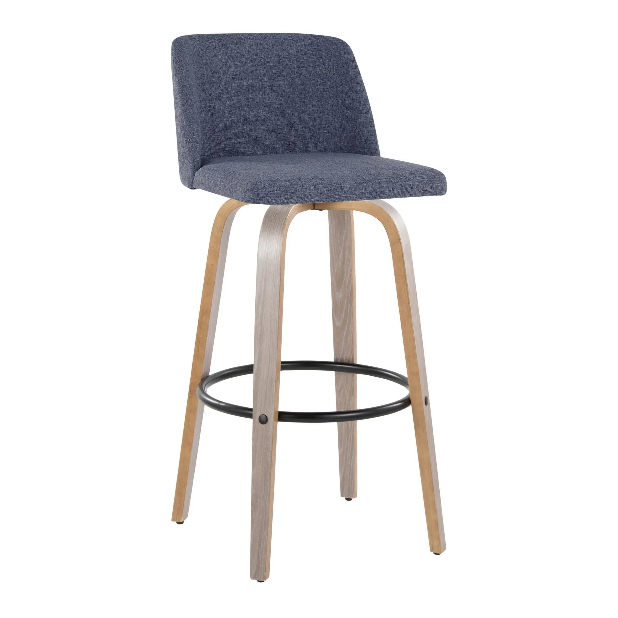 Toriano - Fixed Height Contemporary Barstool With Swivel With Round Footrest (Set of 2) by HouseOfZazla