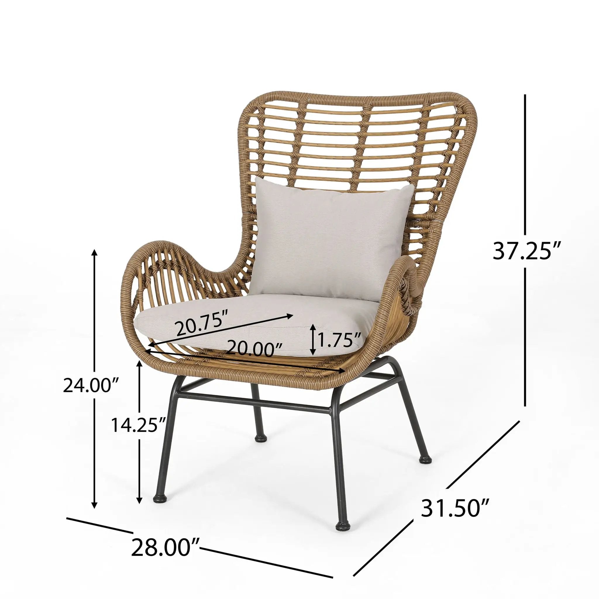 Modern Aesthetic Outdoor Rattan Accent Chair With Metal Legs by HouseOfZazla
