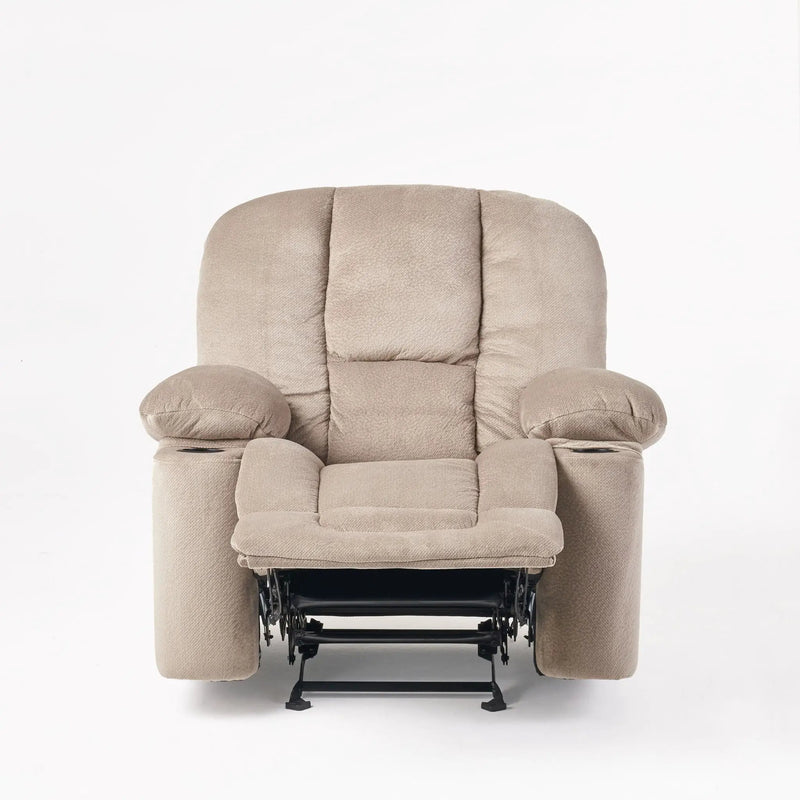 Luxurious Manual Recliner Chair With Skin-Friendly Fabric And Dual Cup Holders by Unique Piece Furniture