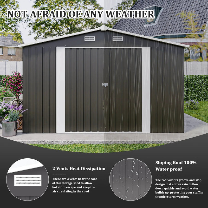 Campcraft Outdoor Storage Shed 10x14 FT with 3 Lockable Doors by HouseOfZazla