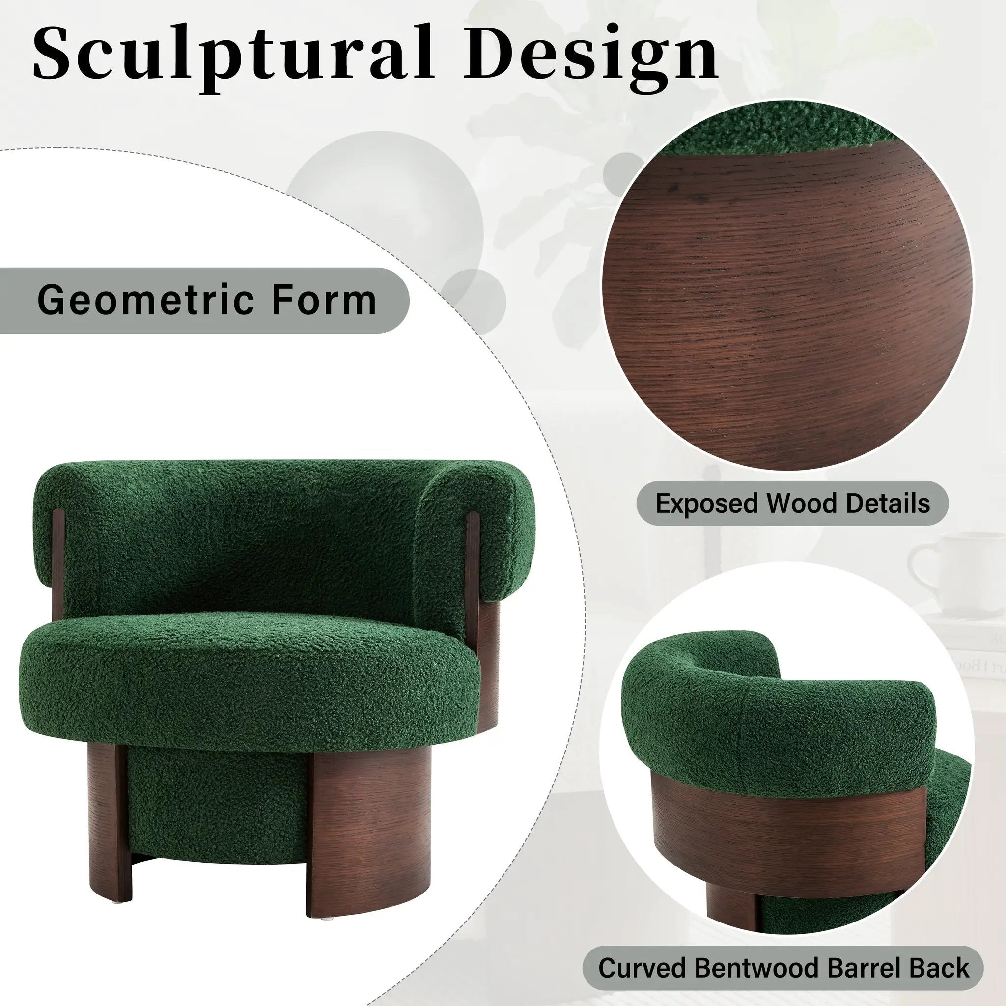 Modern 32" Wide Curved Sculptural Swivel Barrel Chairs - Set of 2 by HouseOfZazla